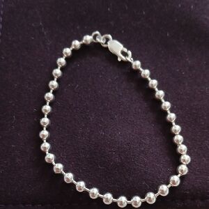 Sterling Silver Beaded Ball And Chain Bracelet - Silver 925